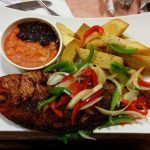Fried Yam with Tilapia served with pepper & shito (Medium)